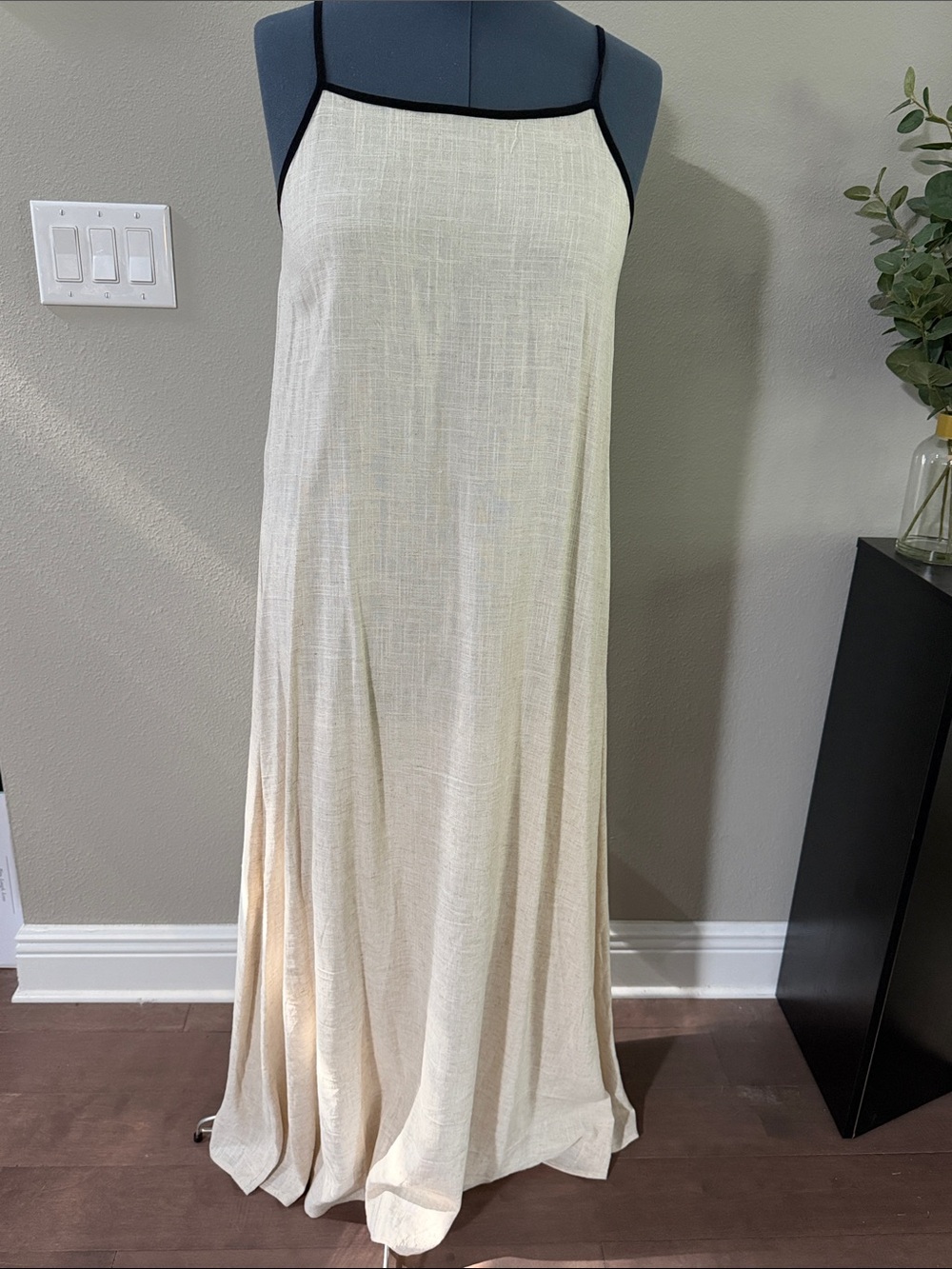 SHEIN Cream Maxi Skirt with Black Trim